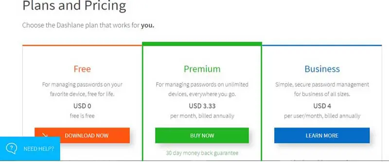 Dashlane screenshot membership